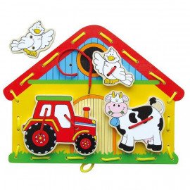 Игрушка деревянная шнуровка Viga Toys Веселая ферма (59027)