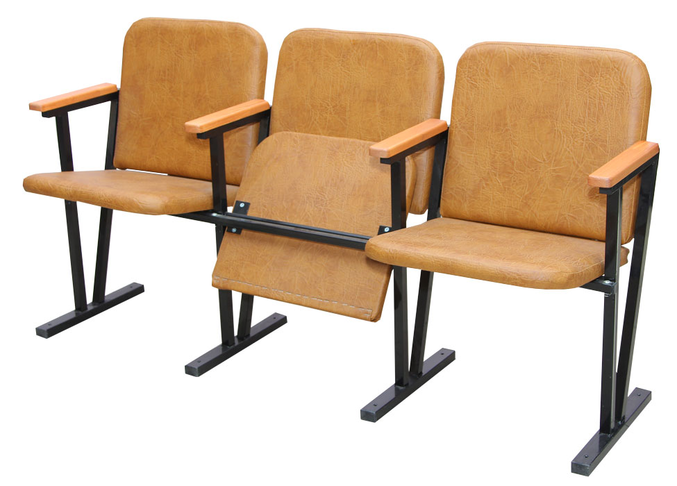 Крісло для актового залу м'ягке (3 місне) 1550х530х830 мм (шкірзам)