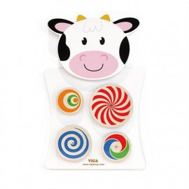 Бизиборд Viga Toys Коровка с узорчатыми кругами (50677)