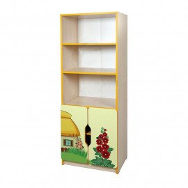 Стінка універсальна  «Школа-Сад» елемент №2+Ф "Укр.тр. №4" 600х410х1594 мм Дуб молочний, Жасм