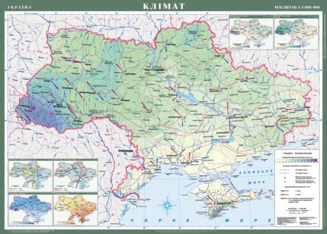 Україна.Клімат на планках м-б 1:1 000 000