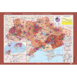 Україна. Металургія та металообробка м-б 1:1 000 000 на планках. 2022